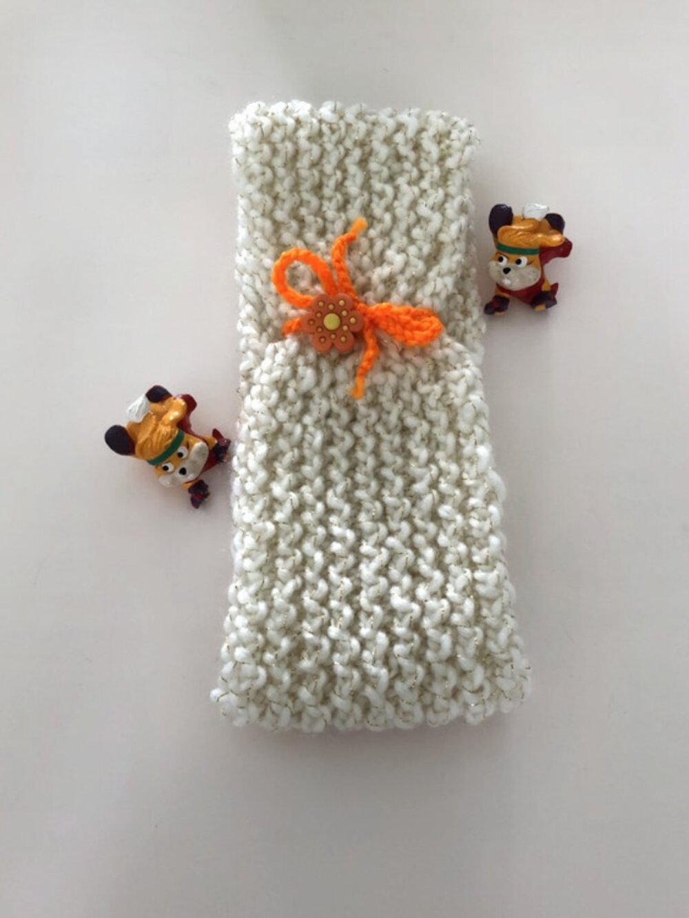 Knitted headband, Ear warmer with flower button
